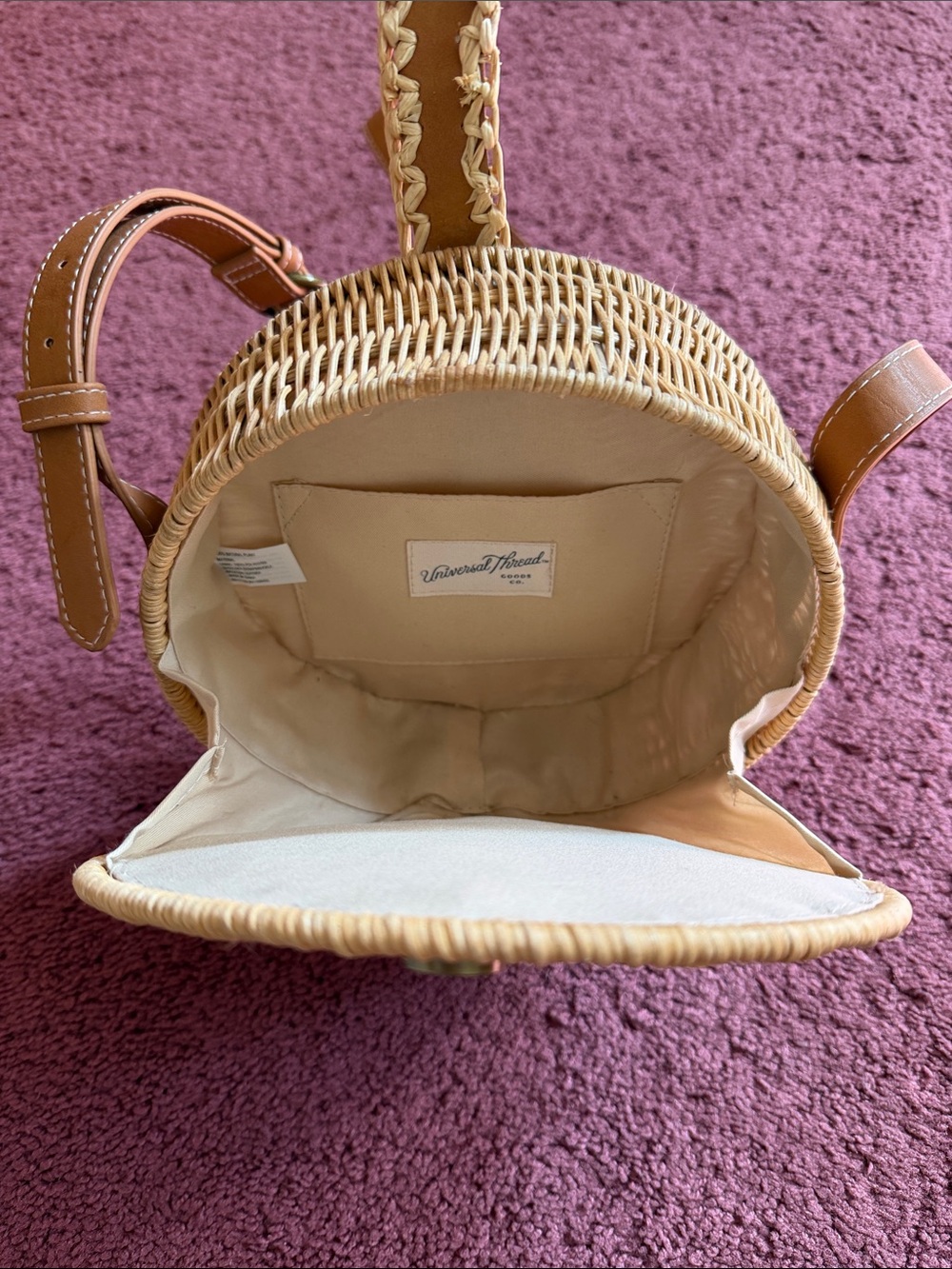 Universal Thread Round Crossbody Bag in Natural Brown - Picture 2 of 4